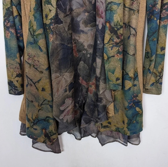 Soft Surroundings M Tea Gardens Topper Bird Sweater Cardigan Fairy Mystical Boho - Picture 6 of 13